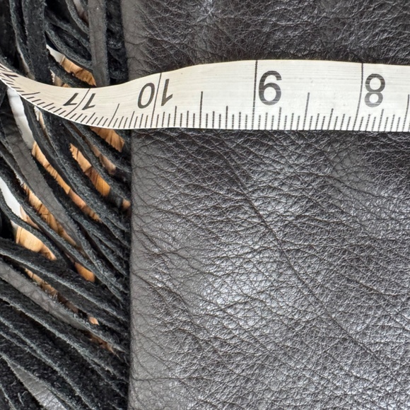 Mcfadin Vintage Handmade Leather Fringe Black Crossbody Bag - Picture 5 of 9